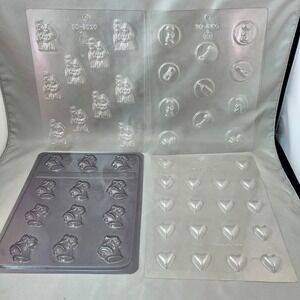 CK Products Apollo Candy Molds Set 4 Wedding Baby Shower Hearts Bells Clear EX